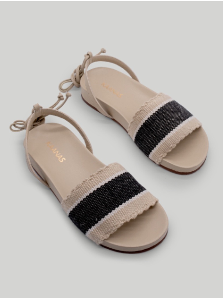 Kaanas Iris Wrap Around Pool Slide W. Handwoven Upper | Oat Nwt